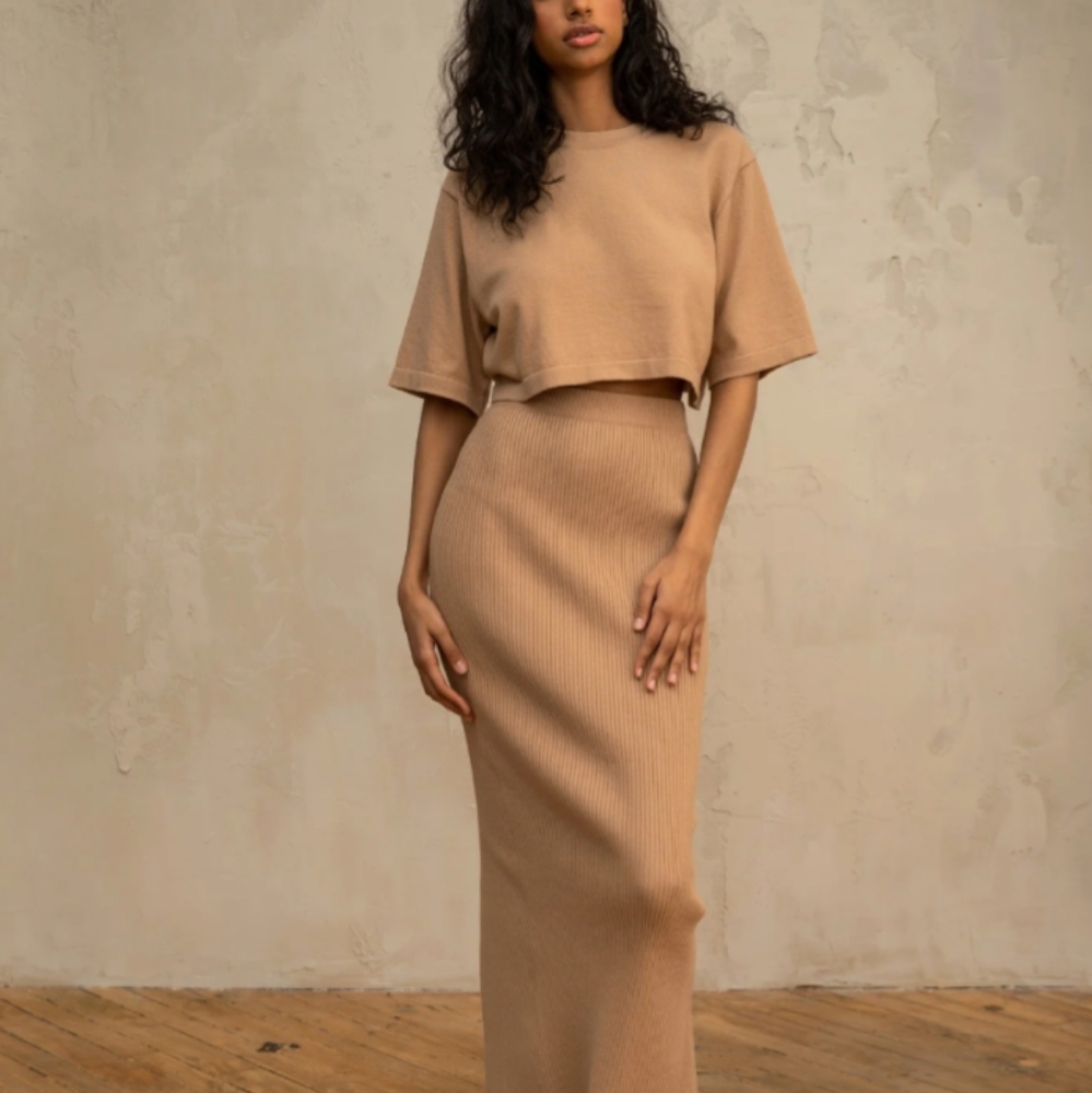 Tee 02 &Or Collective Montreal, Organic Cotton Knit T-shirt Boxy Crop Top